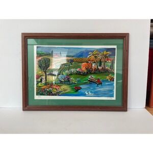 Shlomo Alter Signed Numbered Lithograph 94/390 Framed Landscape Art Scene